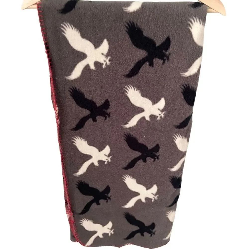 American Eagle Outfitters Logo Black & White Eagles Fleece Throw Blanket